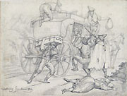 ALEXANDER WETTERLING, Roman Brigands Robbing a Coach, black chalk